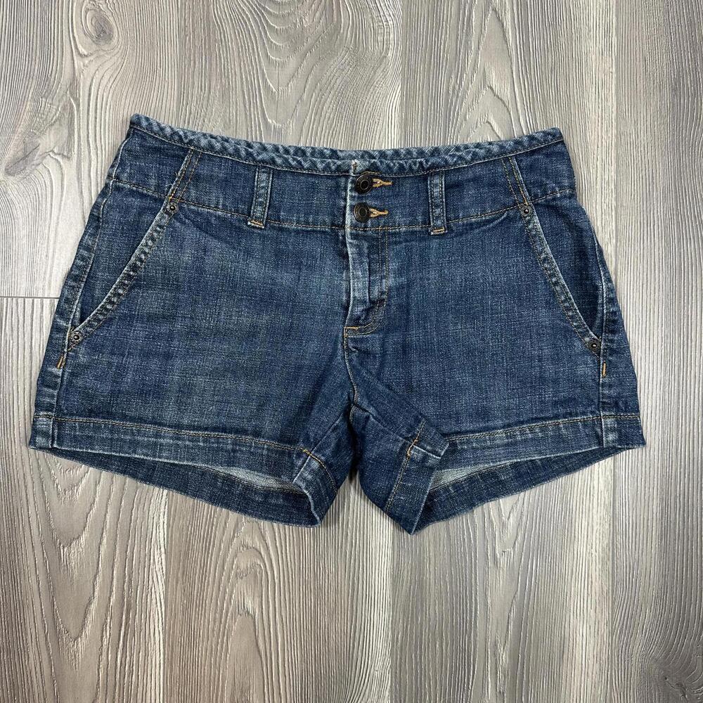 Gap Double Button Dark Wash Mid Rise Denim Shorts with Back Pocket Detail‎